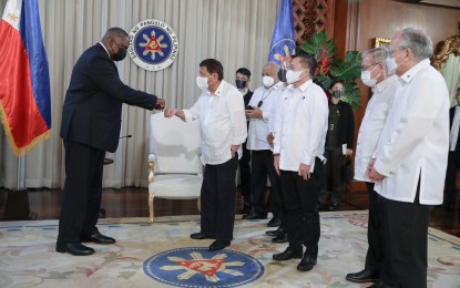 <p>President Rodrigo Duterte and US Defense Secretary Lloyd Austin III <em>(Presidential Photo)</em></p>