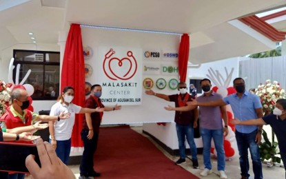 <p><strong>131st MALASAKIT CENTER.</strong> Senator Christopher " Bong" Go (3rd from left) leads the opening of the 131st Malasakit Center at the D.O. Plaza Memorial Hospital in Patin-ay, Prosperidad, Agusan del Sur on Saturday (July 31, 2021). Later, Go proceeded to the Adela Serra Ty Memorial Medical Center in Tandag City, Surigao del Sur to launch the 132nd branch of the one-stop establishment for indigents. <em>(Photo courtesy of PIA-Agusan)</em></p>