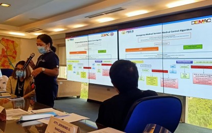 <p><strong>FULL ALERT.</strong> The Pasig Covid Incident Management Team meets and discusses preparations for stricter health protocols during the enhanced community quarantine on Monday (August 2, 2021). The National Capital Region will be under ECQ from August 6 to 20.<em> (Photo courtesy of Pasig Mayor Vico Sotto)</em></p>