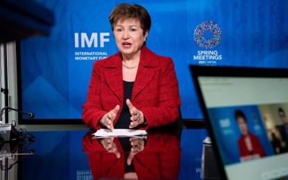 <p><strong>BOOSTING GLOBAL LIQUIDITY.</strong> Kristalina Georgieva, managing director of the International Monetary Fund (IMF), receives an interview with Xinhua during the IMF Spring Meetings in Washington D.C., the United States, on April 13, 2021. The board of governors of the IMF has approved a new general allocation of Special Drawing Rights (SDR) equivalent to USD650 billion, the largest allocation in the Fund’s history, in an effort to particularly help the most vulnerable countries struggling to cope with the impact of the coronavirus disease 2019 crisis. <em>(Kim Haughton/IMF/Handout via Xinhua)</em></p>