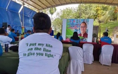 <p><strong>WARRIORS OF LIGHT.</strong> The Northern Davao Electric Cooperative Inc. (NORDECO) honors its linemen on Monday (Aug. 2, 2021) in observance of the Linemen Appreciation Day. The linemen, also called warriors of light, were honored for their bravery and hard work in ensuring the continuous flow of electricity to households amid the coronavirus pandemic and varying weather conditions. <em>(Photo courtesy of Nordeco)</em></p>
