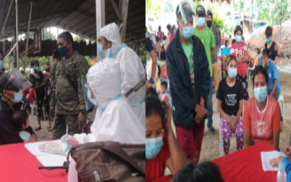 <p><strong>FREE ONCE MORE.</strong> Some of the families of the 99 indigenous peoples (IPs) of Talaingod municipality who were rescued from Haran by the provincial government of Davao Del Norte and Talaingod municipality undergo medical and psychological assessment on Sunday (Aug. 8, 2021). After years of deliberate neglect for their well-being and being held against their will by Haran organizers, the victims are highly likely to have suffered and developed serious health and psychological trauma problems that urgently need to be addressed. <em>(Photo courtesy of 10<sup>th</sup> Infantry Division)</em></p>
<p><em> </em></p>