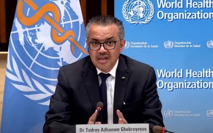 <p>The video screenshot taken on May 7, 2021 shows World Health Organization (WHO) Director-General Tedros Adhanom Ghebreyesus attending a press briefing in Geneva, Switzerland. <em>(Xinhua)</em></p>