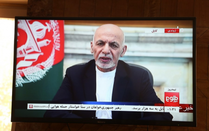 <p><strong>TALIBAN ENTERED KABUL</strong>. Afghan president Mohammad Ashraf Ghani speaks in a televised address in Kabul, capital of Afghanistan, Aug. 14, 2021. Ghani confirmed that he has left the country to prevent bloodshed while as the Taliban forces entered the capital of Kabul and took control of the presidential palace. <em>(Xinhua/Rahmatullah Alizadah)</em></p>