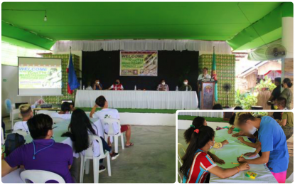 <p><strong>DERADICALIZED YOUTH.</strong> The agitated young people listen to a speaker during one of their sessions in the Aug. 9-16, 2021 deradicalization program in Tulunan, North Cotabato. The youth participants (inset) also underwent group workshops for psychosocial interventions and reorientation needed for their rejoining the mainstream society. <em>(Photos courtesy of 39IB)</em></p>