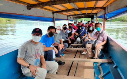 <p><strong>ENDING INSURGENCY</strong>. Eastern Samar Governor Ben Evardone (left) board a motorboat to visit remote villages in Dolores, Eastern Samar in this Aug. 14, 2021 photo. The official lauded the linkage between the Philippine Army and villagers that led to the successful operation against the communist terrorist group in an upland village in Dolores town. <em>(Photo courtesy of Gov. Ben Evardone)</em></p>