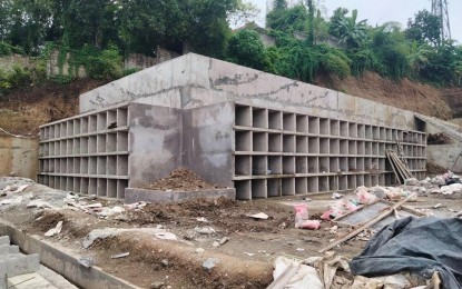 <p><strong>NICHES UNDER CONSTRUCTION.</strong> The ongoing construction of the memorial cemetery in the municipality of San Jose de Buenavista, Antique. Darcy Bungay, Municipal Economic Enterprise and Development Officer, said in an interview Tuesday (Aug. 24, 2021) that four remains of Covid-19 victims had been interred in the cemetery. <em>(Photo courtesy of San Jose de Buenavista MEEDO)</em></p>