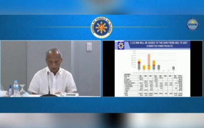<p><strong>ADEQUATE POWER SUPPLY. </strong>Department of Energy Secretary Alfonso Cusi presents the agency's accomplishments and plans to President Rodrigo Duterte on Thursday (Sept. 2, 2021). Cusi said the construction of new power sources is underway this year and in the coming years to augment the needed power requirements as the Philippine economy continues to expand. <em>(Screenshot from RTVM)</em></p>