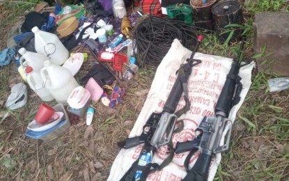 <p><strong>RECOVERED.</strong> Joint police and military forces clashed with about 40 New People’s Army rebels at the border of Patag and Cawayan villages in Irosin, Sorsogon on Thursday (Sept. 2, 2021). Two rebels died and two surrendered while among the recovered items were six M16 rifles and three anti-personnel mines. <em>(Photo courtesy of Philippine Army 22IB)</em></p>