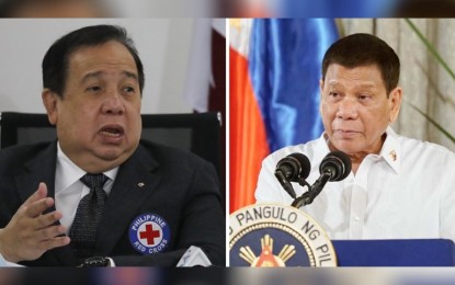 <p>Philippine Red Cross chairperson, Senator Richard Gordon (left) and President Rodrigo Duterte (right) <em>(File photos)</em></p>