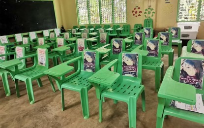 <p><strong>ANIME IN SCHOOL</strong>. A school teacher in Malinao, Aklan uses anime characters instead of photos of her learners on their assigned seats. Their modules are placed on their assigned seats waiting to be claimed by their parents, said Jocelyn P. Villanueva, the teacher who introduced the strategy. <em>(Photo courtesy of Jocelyn P. Villanueva)</em></p>