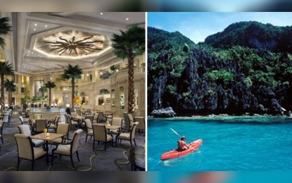 <p>Lobby of the The Peninsula Manila (left) and Palawan (right)<em> (File photos)</em></p>