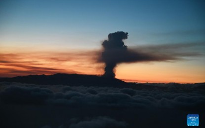<p><strong>VOLCANIC ASH.</strong> The Cumbre Viejo volcano on the La Palma Island of Canary Islands in Spain erupted Sunday (Sept. 19, 2021) afternoon, causing a plume of smoke to fill the air. Between 5,000 and 10,000 people are being evacuated after the volcano began erupting on Sunday afternoon. <em>(La Moncloa/Handout via Xinhua)</em></p>
