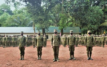 <p><strong>NEW SOLDIERS.</strong> Some 245 new soldiers stand in formation at the grounds of the 11th Division Training School in this undated photo. They are currently undergoing a 60-day Infantry Orientation Course, a prerequisite before their deployment to the different line units of the 11th Infantry Division. <em>(Photo courtesy of the 11th Infantry Division Public Affairs Office)</em></p>