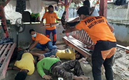 <p><strong>FOILED JAILBREAK.</strong> Photo shows three of four inmates who were killed while trying to escape from the Bureau of Jail Management and Penology in Lianga, Surigao del Sur on Sunday morning (Sept. 26, 2021). The fourth jailbreaker was declared dead at the Lianga District Hospital. <em>(Photo courtesy of SDSPPO)</em></p>