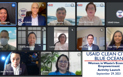 <p><strong>SOLID WASTE.</strong> United States Agency for International Development (USAID) Acting Mission Director Sean Callahan joins government and civil society partners for the virtual launch of a new USAID project on Wednesday (Sept. 29, 2021). The PHP75-million project would help women working in Metro Manila’s solid waste and recycling sectors gain access to business and livelihood opportunities.<em> (Photo courtesy of US Embassy in Manila)</em></p>