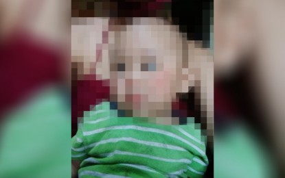 <p><strong>SAFE</strong>. The nine-month-old boy who accidentally swallowed a pushpin in Kidapawan City, North Cotabato on Sept. 28, 2021. The child’s mother, Angel Mae Dinaguit, said on Wednesday (Sept. 29, 2021) she is relieved that the boy is safe after excreting the pushpin. <em>(Photo from Angel Mae Dinaguit Facebook post)</em></p>
