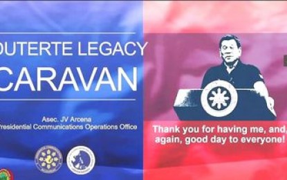 <p><strong>DUTERTE LEGACY</strong>. The Duterte Legacy Caravan that aims to inform the public of the accomplishments of the Duterte administration was launched in La Trinidad on Thursday (Sept. 30, 2021). During the event, PCOO Assistant Secretary JV Arcena enumerated various programs and projects carried out in the Cordillera region, such as those that address peace and order problems, build infrastructure, and ensure food security and livelihood. (<em>Screenshot of the event</em>)  </p>