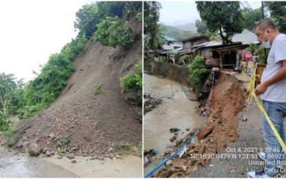 <p><strong>ALERT VS. 'LANNIE.'</strong> Photos show landslide incidents in the upland village of Pulangbato, Cebu City caused by heavy rains. The state weather bureau placed 23 areas in the country under Tropical Cyclone Wind Signal No. 1 on Monday (Oct. 4, 2021) due to Tropical Depression Lannie. <em>(Photo courtesy of Ramil Ayuman)</em></p>