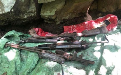 <p><strong>SEIZED.</strong> Photo shows the firearms recovered by troopers of the Army's 58th Infantry Battalion (58IB) from two commanders of the New People’s Army and four of their comrades in Lagonglong, Misamis Oriental on Thursday (Oct. 15, 2021). The 58IB said the capture of the top NPA leaders entailed a major setback for the terrorist organization. <em>(Photo courtesy of 58IB)</em></p>
<p> </p>