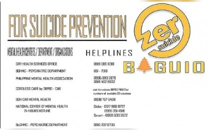 <p><strong>ZERO SUICIDE</strong>. Mental health advocates in Baguio City are drumming up the campaign for zero suicide with the hopes that there will be no more cases registered in the future. Ricky Ducas, mental health nurse and responder, said there were already 26 cases recorded this year with the most recent logged on Oct. 25, 2021. (<em>Screenshot of the campaign poster</em>) </p>