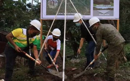<p><strong>ELCAC PROJECTS.</strong> Zamboanga del Sur Governor Victor Yu (2nd from right) leads the groundbreaking ceremony on Saturday (Oct. 30, 2021) for a PHP20-million development project in one of the two insurgency-cleared barangays in Guipos that will receive funding from the government. The projects to be carried out in Barangays Dalapan and Datagan are part of the Barangay Development Project, the flagship program of the National Task Force to End Local Communist Armed Conflict. <em>(Photo courtesy of 53IB)</em></p>