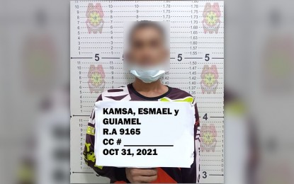 <p><strong>CAUGHT ANEW.</strong> Photo shows the mugshot of recidivist Esmael Guiamel Kamsa who was caught for shabu possession Sunday (Oct. 31, 2021) at a checkpoint in Parang, Maguindanao. The suspect had been ordered released by a local court some two months ago for the same offense through a plea order agreement. <em>(Photo courtesy of Parang MPS)</em></p>