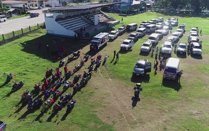 <p><strong>CARAVAN.</strong> Supporters and their vehicles support the vice-presidential bid of Sen. Christopher Lawrence Go in Lanao del Norte on Saturday (Nov. 6, 2021). They joined a simultaneous caravan but made sure health protocols were observed. <em>(Photo courtesy of PDP-Laban Lanao del Norte Facebook)</em></p>