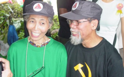 <p>Slain Communist Party of the Philippines-New People’s Army leader Jorge “Ka Oris” Madlos (right) with wife, Myrna Sulatre (alias Maria Malaya/Iyay/Emang) <em>(Facebook photo)</em></p>