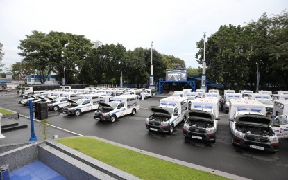 <p><strong>ENHANCED MOBILITY</strong><em>. New police veh</em>icles are parked inside the PNP headquarters in Camp Crame, Quezon City on Monday (Nov. 8, 2021). PNP chief, Gen. Guillermo Eleazar, led the blessing of the vehicles worth PHP818 million which were purchased using funds from the PNP's Capability Enhancement Program 2021. <em>(Photo courtesy of PNP)</em></p>