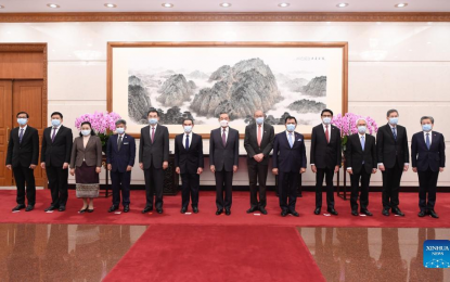 <p><strong>CHINA-ASEAN</strong>. Chinese State Councilor and Foreign Minister Wang Yi meets with diplomatic envoys of the Association of Southeast Asian Nations (Asean) countries in Beijing, China on Nov. 14, 2021. Wang said China will continue to provide vaccine support to Asean countries until the pandemic is completely defeated.<em> (Xinhua/Shen Hong)</em></p>