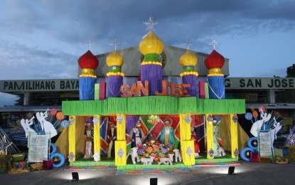 <p><strong>GRAND BELEN.</strong> One of the entries of the 14th Belenismo sa Tarlac is displayed outside the San Jose public market on Saturday (Nov. 13, 2021) during the final judging of entries. The winners for the best giant Nativity scene will be revealed in December by organizer Tarlac Heritage Foundation. <em>(Photo by Avito C. Dalan)</em></p>