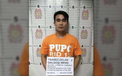 <p><strong>TERROR LEADER.</strong> Photo shows a mugshot of New People's Army leader Gelan Ybañez alias Weng, who was arrested on Nov. 14, 2021 in Bayugan City, Agusan del Sur. The Army’s 30th Infantry Battalion said he was the brains behind the series of terror attacks in two Surigao del Norte towns this year that destroyed millions of pesos worth of properties. <em>(Photo courtesy of 30IB)</em></p>