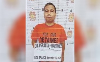 <p><strong>ARRESTED</strong>. Gil Peralta, secretary of the CPP-NPA's Komiteng Rehiyon–Cagayan Valley, was nabbed in Barangay Mariblo, Quezon City on Tuesday (Nov. 16, 2021). Peralta's five comrades were also arrested in Sta. Maria, Bulacan. <em>(Photo courtesy of Nolcom)</em></p>