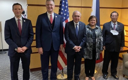 <p>(From left) Assistant Secretary of Defense for Indo-Pacific Security Affairs Ely Ratner, Assistant Secretary of State for East Asian and Pacific Affairs Daniel Kritenbrink, Philippine Ambassador Jose Manuel Romualdez, Foreign Affairs Undersecretary for Bilateral and Asean Affairs Ma. Theresa Lazaro, and Defense Undersecretary Cardozo Luna. <em>(Photo courtesy of US Embassy in the Philippines)</em></p>