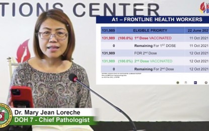 <p>Department of Health-Central Visayas chief pathologist Dr. Mary Jean Loreche. <em>(Screenshot from OPAV video)</em></p>