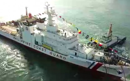 <p><strong>STRONGER FLEET.</strong> The Philippine Coast Guard's (PCG) second 97-meter multi-role response vessel during its launch at the Shimonoseki Shipyard in Japan on Thursday (Nov. 18, 2021). The PCG said the ship and its twin will allow for sustained maritime patrols especially in areas such as the West Philippine Sea. <em>(Photo courtesy of PCG)</em></p>