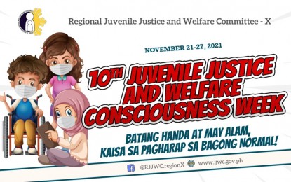 <p><strong>RIGHTS PROTECTION</strong>. The Regional Juvenile Justice Welfare Committee 10 (Northern Mindanao) is holding the 10th Juvenile Justice and Welfare Consciousness Week until Nov. 27, 2021. Current cases related to violence against women and children in Cagayan de Oro City alone have reached 225 so far this year, regional prosecutor Merlynn Uy said Thursday (Nov. 25, 2021). <em>(Image courtesy of RJJWC-10)</em></p>