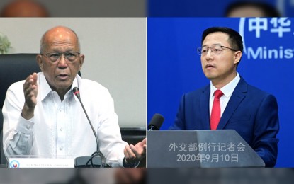 <p>Defense Secretary Delfin Lorenzana (left) and Chinese Foreign Ministry spokesperson Zhao Lijian<em> (File photo)</em></p>
