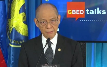 <p><strong>APPROPRIATE SOLUTION.</strong> Bangko Sentral ng Pilipinas (BSP) Governor Benjamin Diokno reiterates that non-monetary policy measures are still the appropriate solution to address the impact of the higher inflation partly due to the ongoing Russia-Ukraine conflict. He said the central bank continues to have policy tools to lessen the impact of the war on the domestic inflation rate. <em>(Photo screengrab from BSP briefing)</em></p>