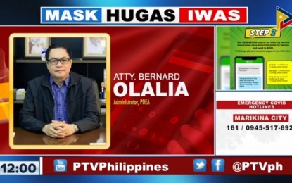 <p>POEA administrator Bernard Olalia <em>(Screengrab from Laging Handa briefing)</em></p>