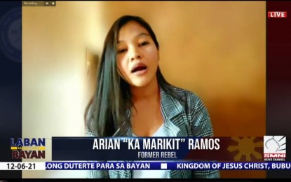 <p>Arian Jane Ramos, then known as Marikit when she was secretary of the New People's Army Guerrilla Front 55 in Southern Mindanao.<em> (Screengrab)</em></p>