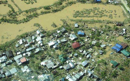 <p><strong>DESTRUCTION.</strong> The Philippine Coast Guard Aviation Force took this aerial photo of the destruction caused by Typhoon Odette in Surigao del Norte on Friday (Dec. 17, 2021). President Rodrigo Duterte will visit the Caraga Region and other devastated areas over the weekend (December 18-19). <em>(Photo courtesy of PCG)</em></p>