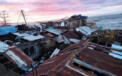 <p><strong>WRATH OF 'ODETTE'</strong>. Houses destroyed by Typhoon Odette in the coastal village of Asuncion in Maasin City, Southern Leyte. The Regional Disaster Risk Reduction Management Council in Eastern Visayas said on Friday (Dec. 17, 2021) the main challenge is to communicate with local officials in the province after the strong typhoon unleashed its wrath. <em>(Photo courtesy of Farimae Urbano)</em></p>