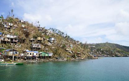 <p>The aftermath of Typhoon Odette in Dinagat Islands in December 2021. <em>(File photo)</em></p>