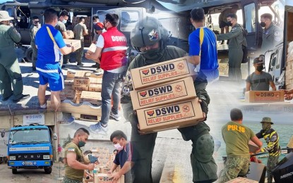 <p><strong>TOGETHER.</strong> Department of Social Welfare and Development personnel, volunteers, and private partners assist in the relief efforts for Typhoon Odette victims in Central Visayas in this photo. The DSWD continues to receive various donations and volunteering offers, boosting the government’s relief efforts to help typhoon-ravaged areas. <em>(Photo from DSWD)</em></p>