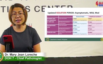 <p>Department of Health (DOH)-Region 7 chief pathologist Dr. Mary Jean Loreche.<em> (Screengrab from OPAV/Project Balik Buhay video)</em></p>