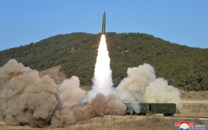 <p>Photo provided by the Korean Central News Agency (KCNA) shows a tactical guided missile launched during a firing drill in North Phyongan Province, North Korea on Jan. 14, 2022. <em>(KCNA via Xinhua)</em></p>