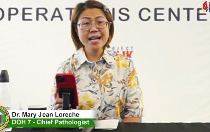 <p>Department of Health-Central Visayas chief pathologist Dr. Mary Jean Loreche.<em> (Screengrab from OPAV/VVOC video)</em></p>