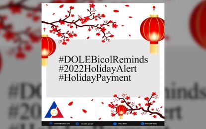 DOLE-Bicol reminds employers of holiday pay rules